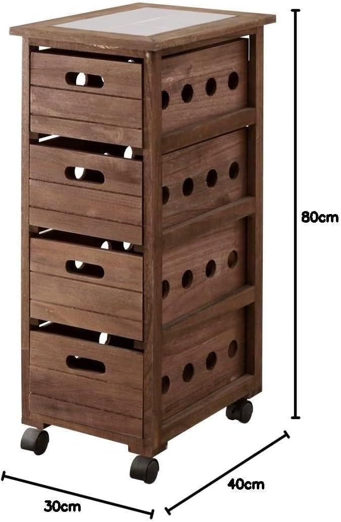 多用途＆スタイリッシュ！桐製4段キャスター付き収納ラック 公式通販